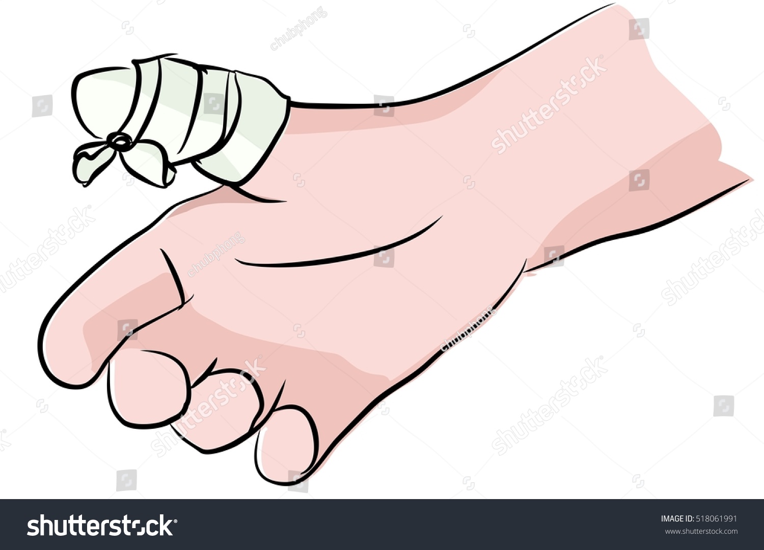 Injured Bandaged Finger Stock Illustration 518061991