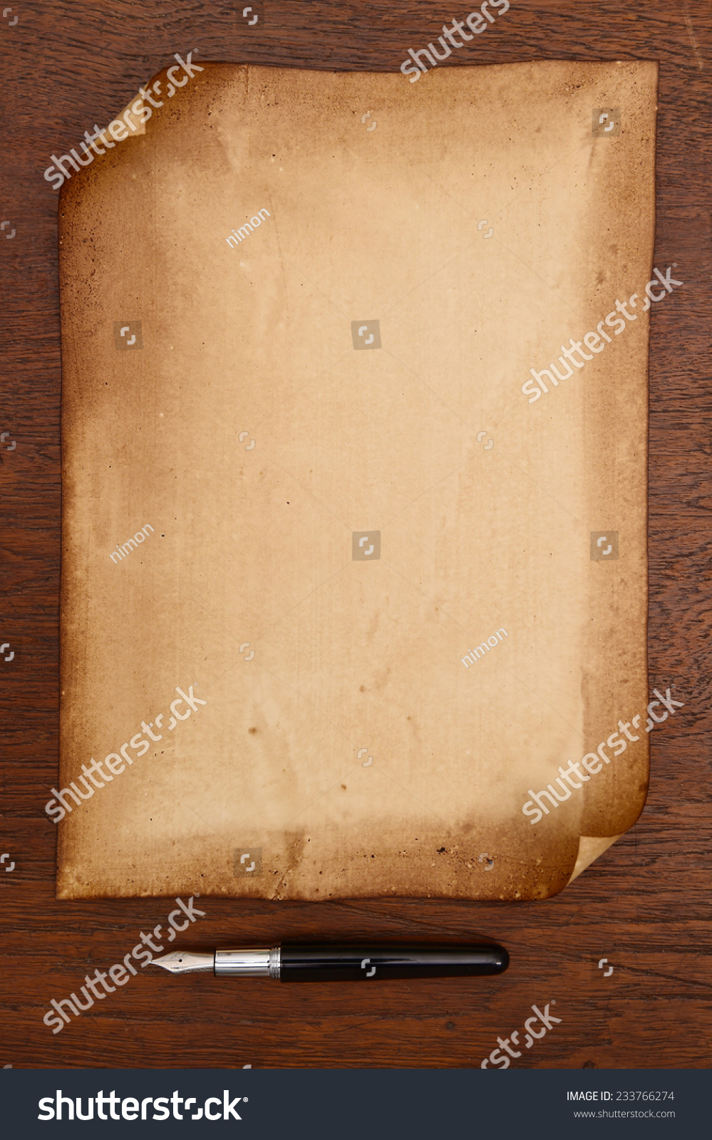 Ink Pen Aged Paper Parchment Stock Photo (Edit Now) 233766274