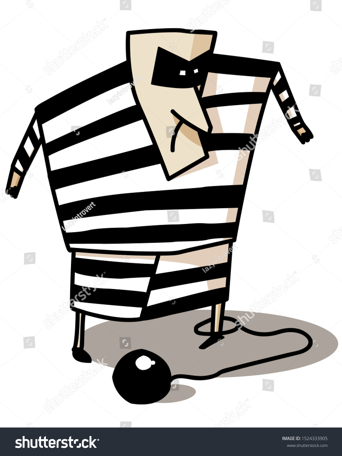 Inmate Man Striped Prison Clothes Stock Illustration 1524333905