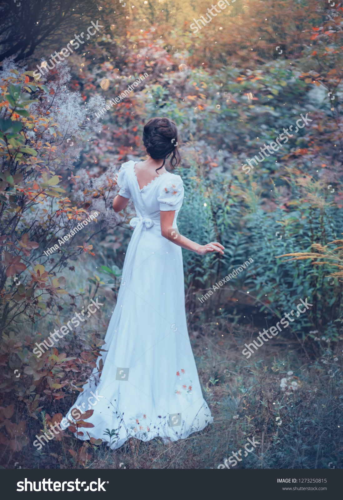 Innocent Charming Girl Long White Vintage Stock Photo Edit Now