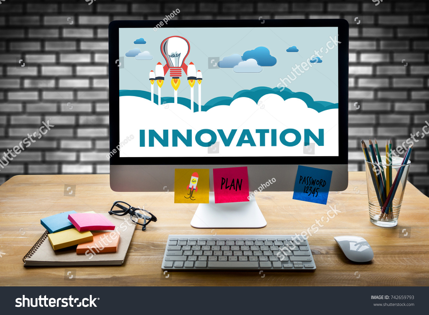 Innovation Think Creative Ideas Invent Knowledge Stock Photo 742659793 ...