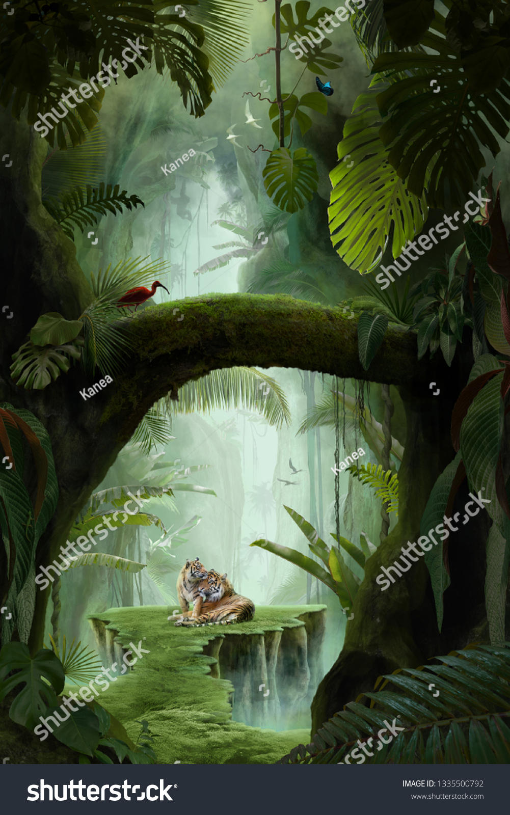 深い神秘的なジャングル渓谷の中で 背景に壁紙を使用できる の写真素材 今すぐ編集