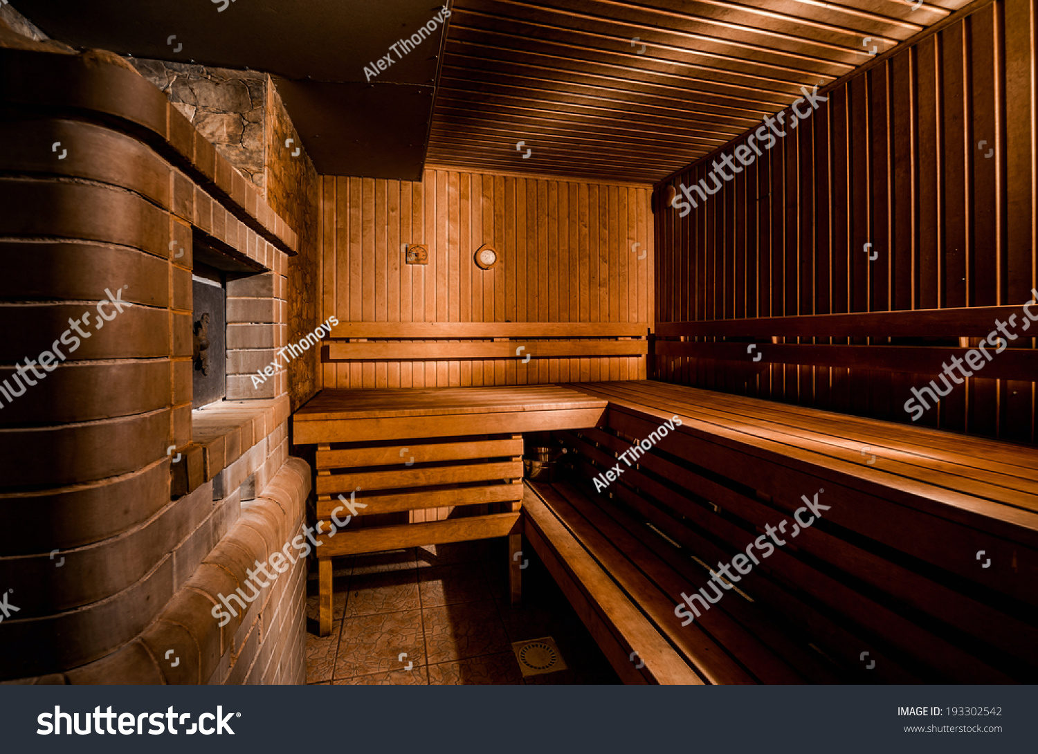 Inside Modern Clean New Finnish Sauna Stock Photo Edit Now 193302542