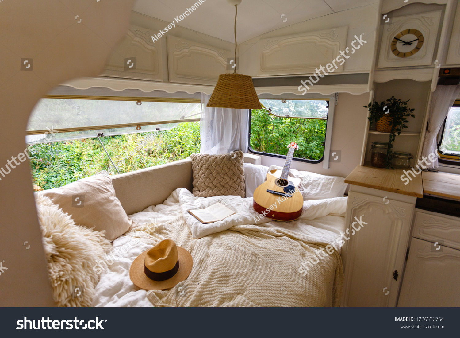 Inside Camper Van Unfilled Bed Pillows Stock Photo Edit Now