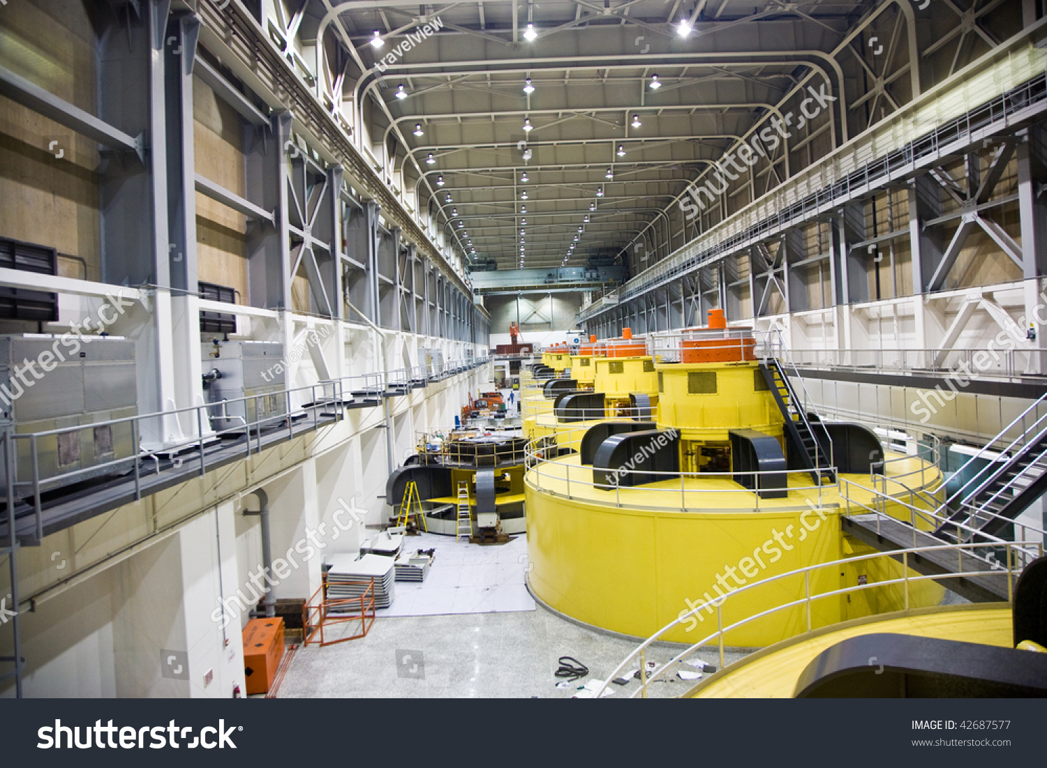 Inside The Glen Canyon Dam In Page With View To The Turbines, The Huge ...