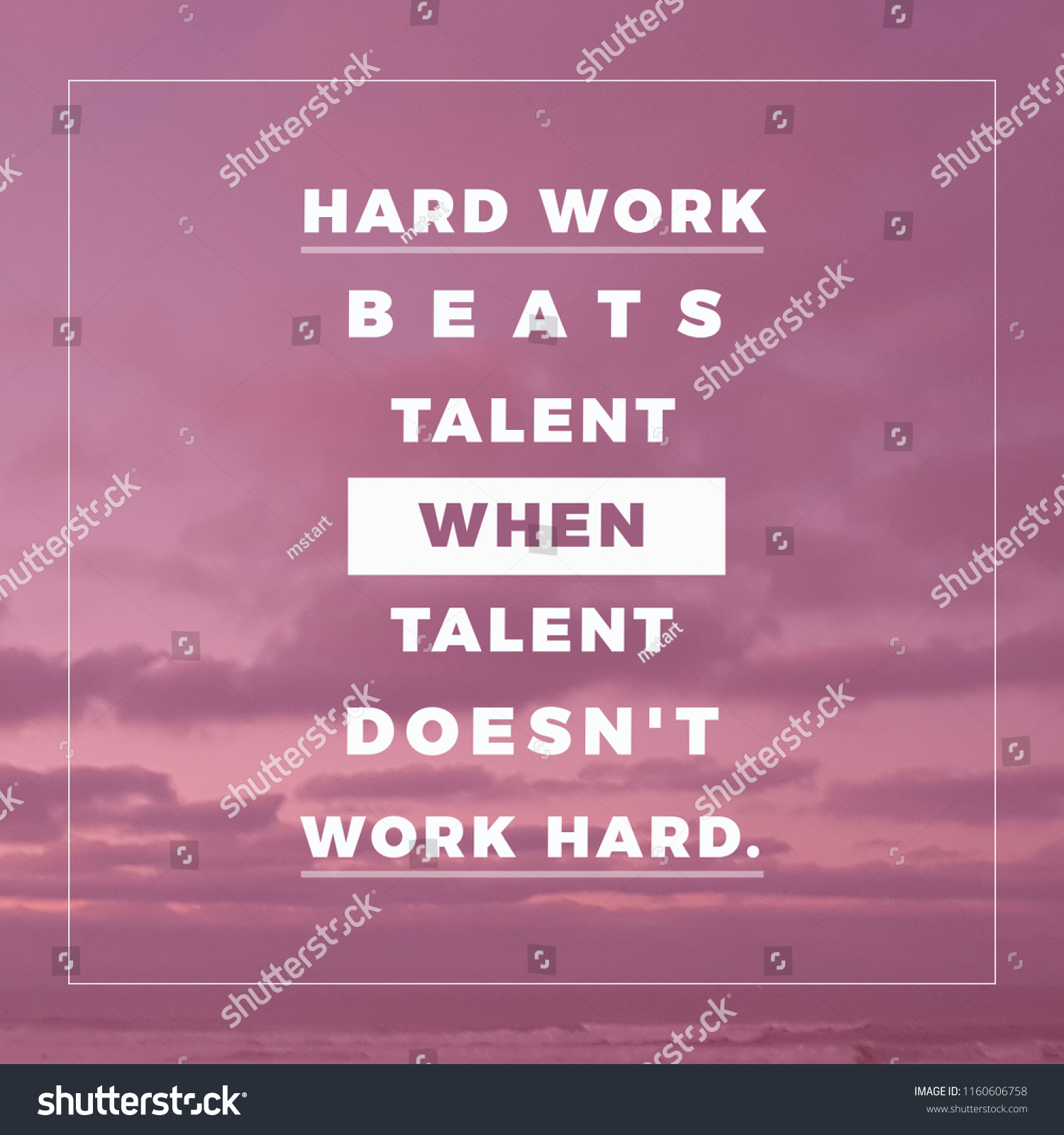 Inspirational Motivational Quote Hard Work Beats Stock Photo Edit