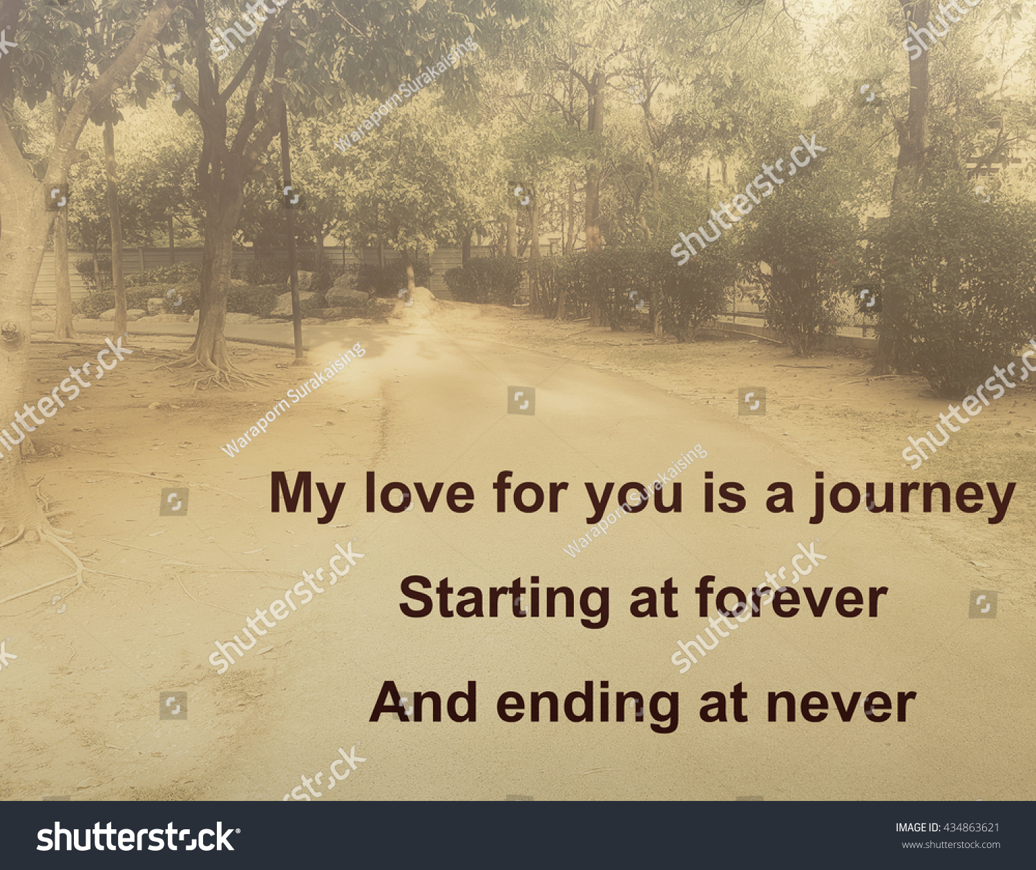 Inspirational quote My love for you is a journey Starting at forever And ending at
