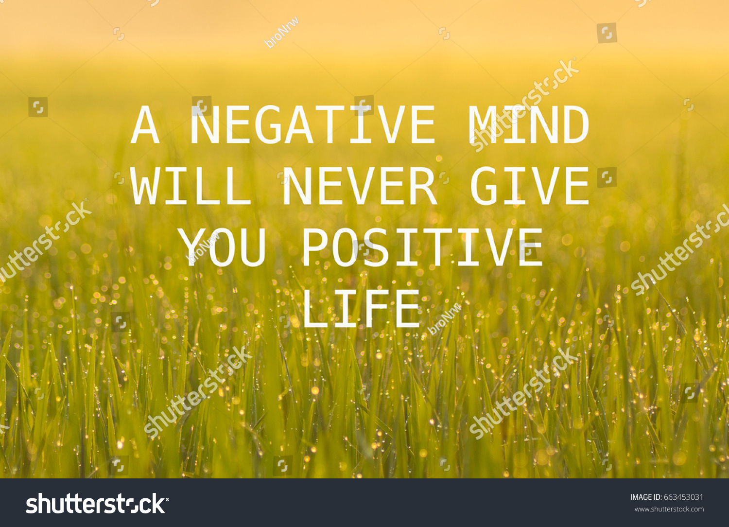 Inspirational quote on natural landscape " A NEGATIVE MIND WILL NEVER GIVE YOU POSITIVE LIFE "