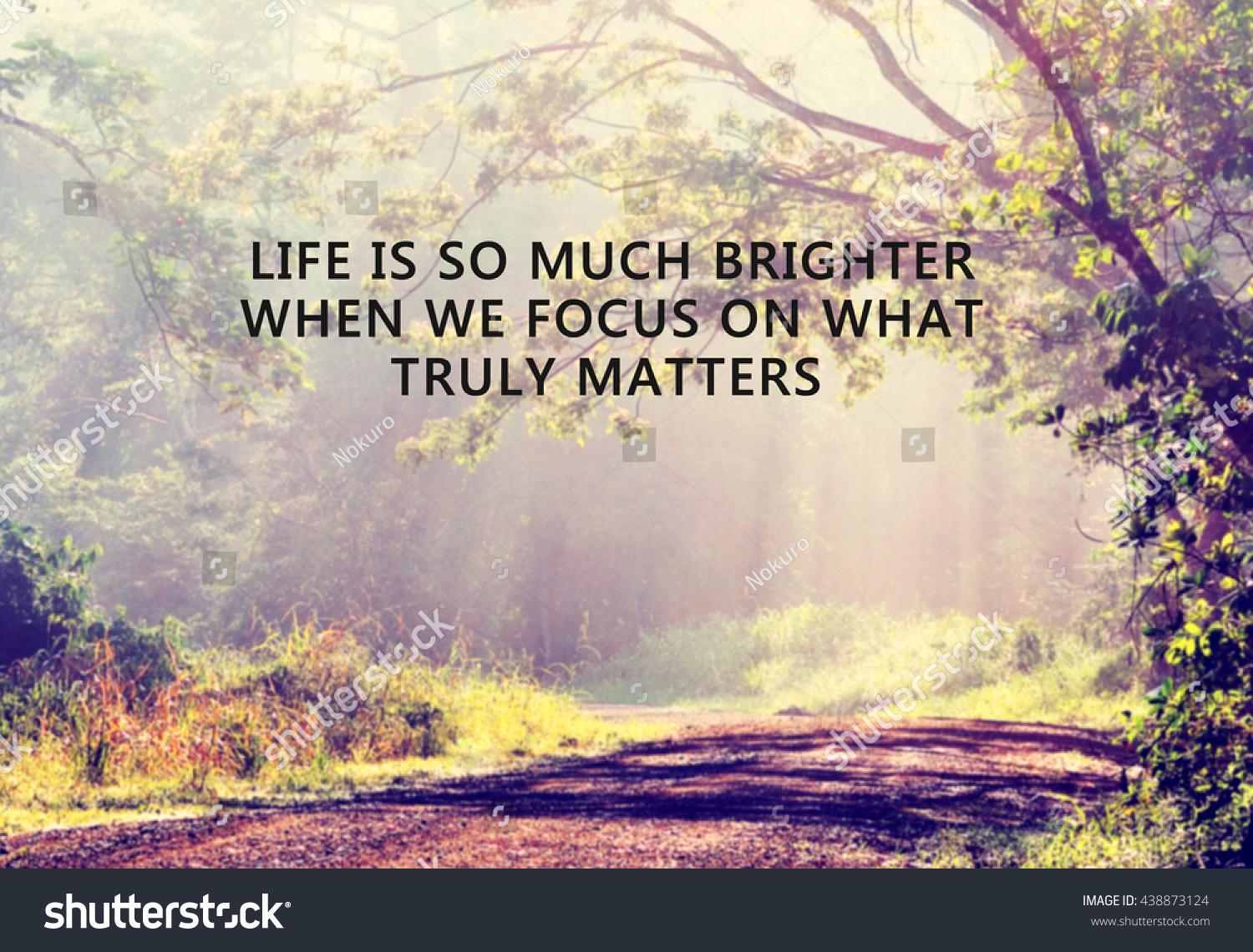 Inspirational quote with phrase life is so much brighter when we focus on what truly