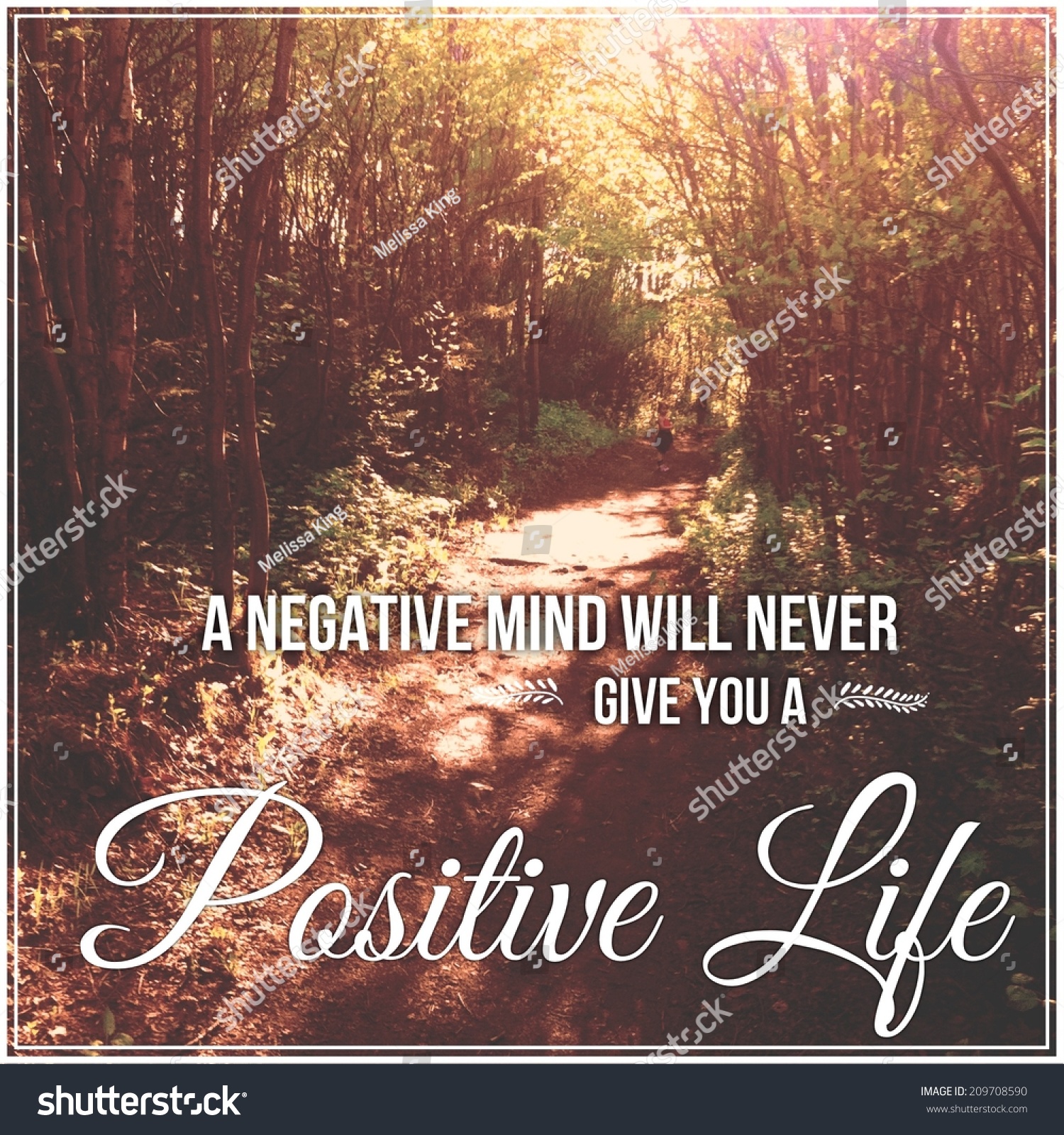 Inspirational Typographic Quote A negative mind will never give you a positive life