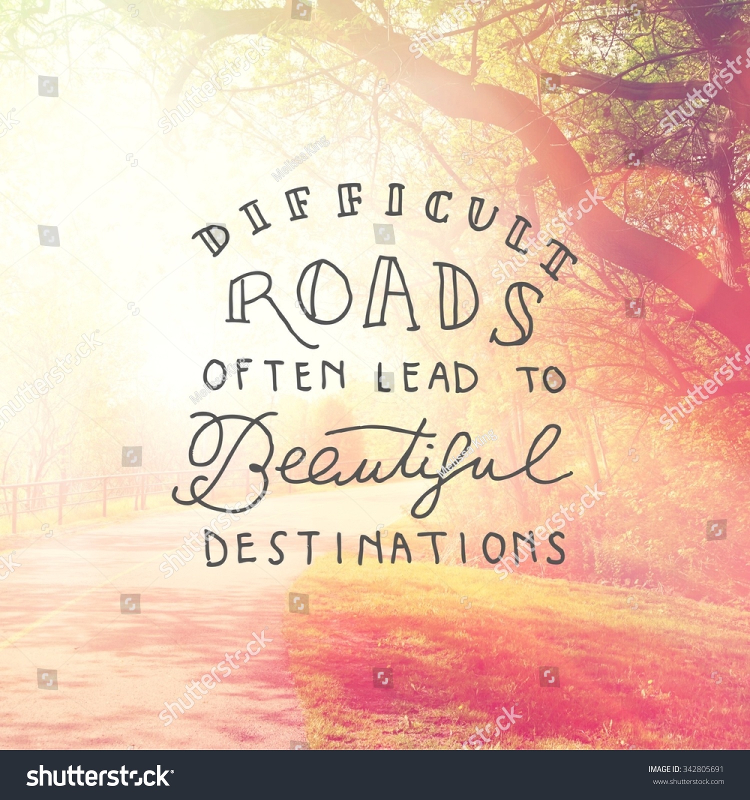 Inspirational Typographic Quote - Difficult Roads Often Lead To ...