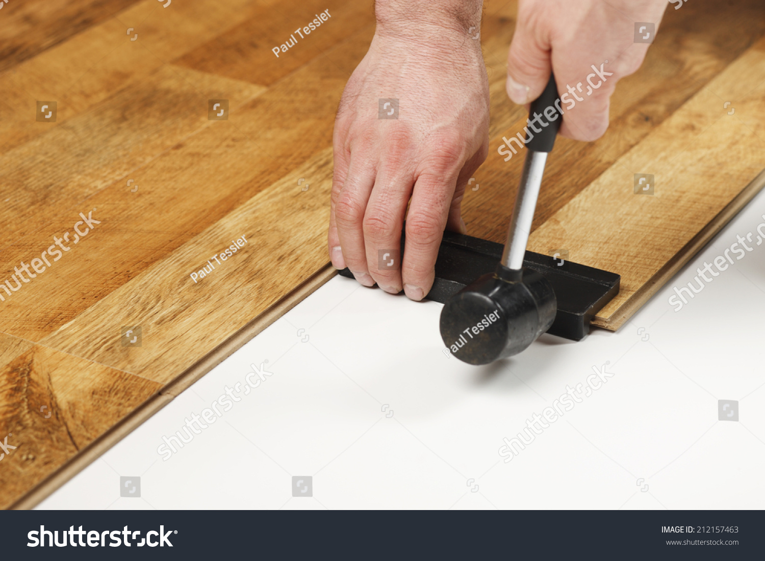 Installing Laminate Flooring Stock Photo Edit Now 212157463