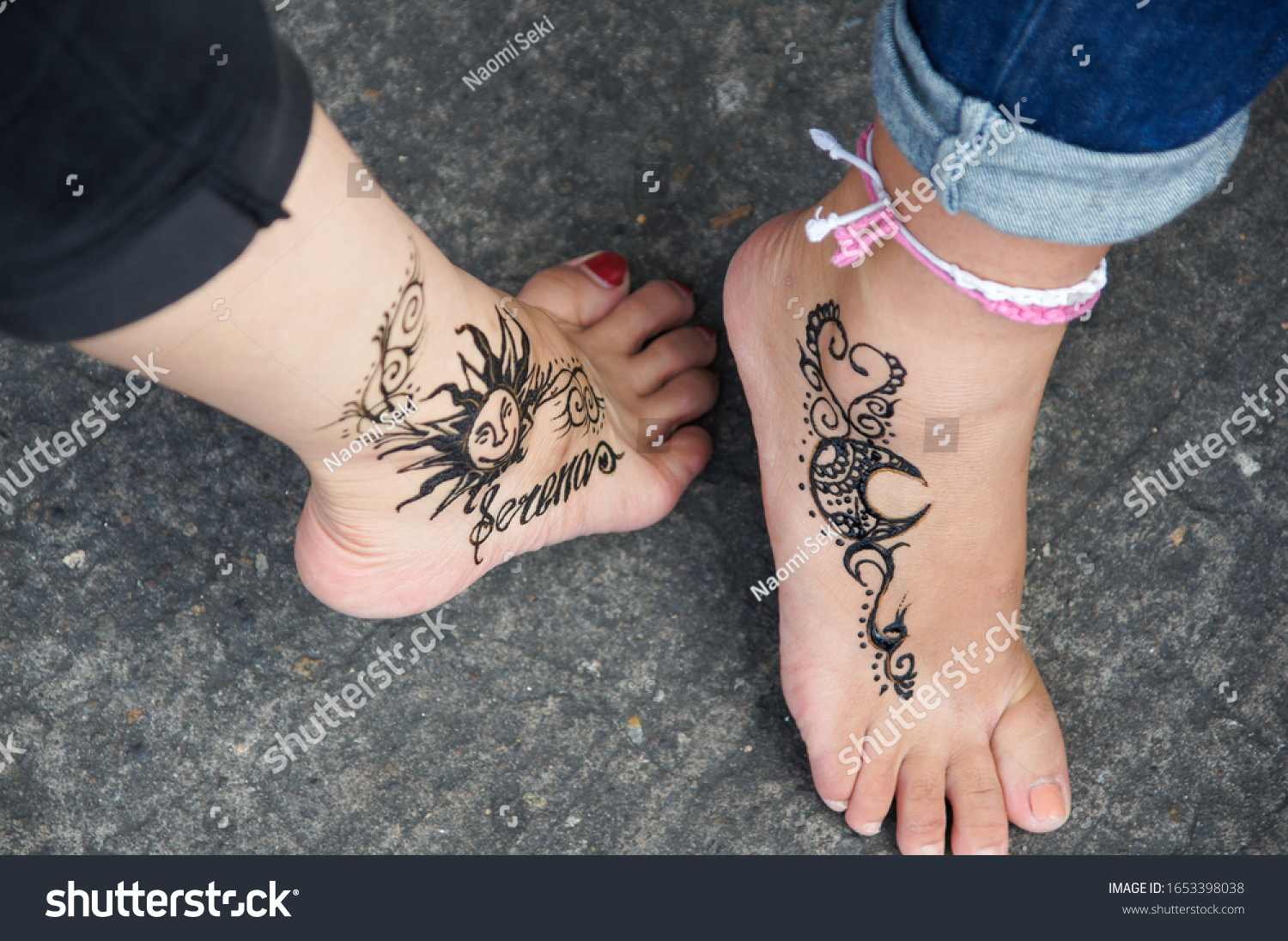 Instep Two Women Sun Moon Henna Stock Photo Shutterstock