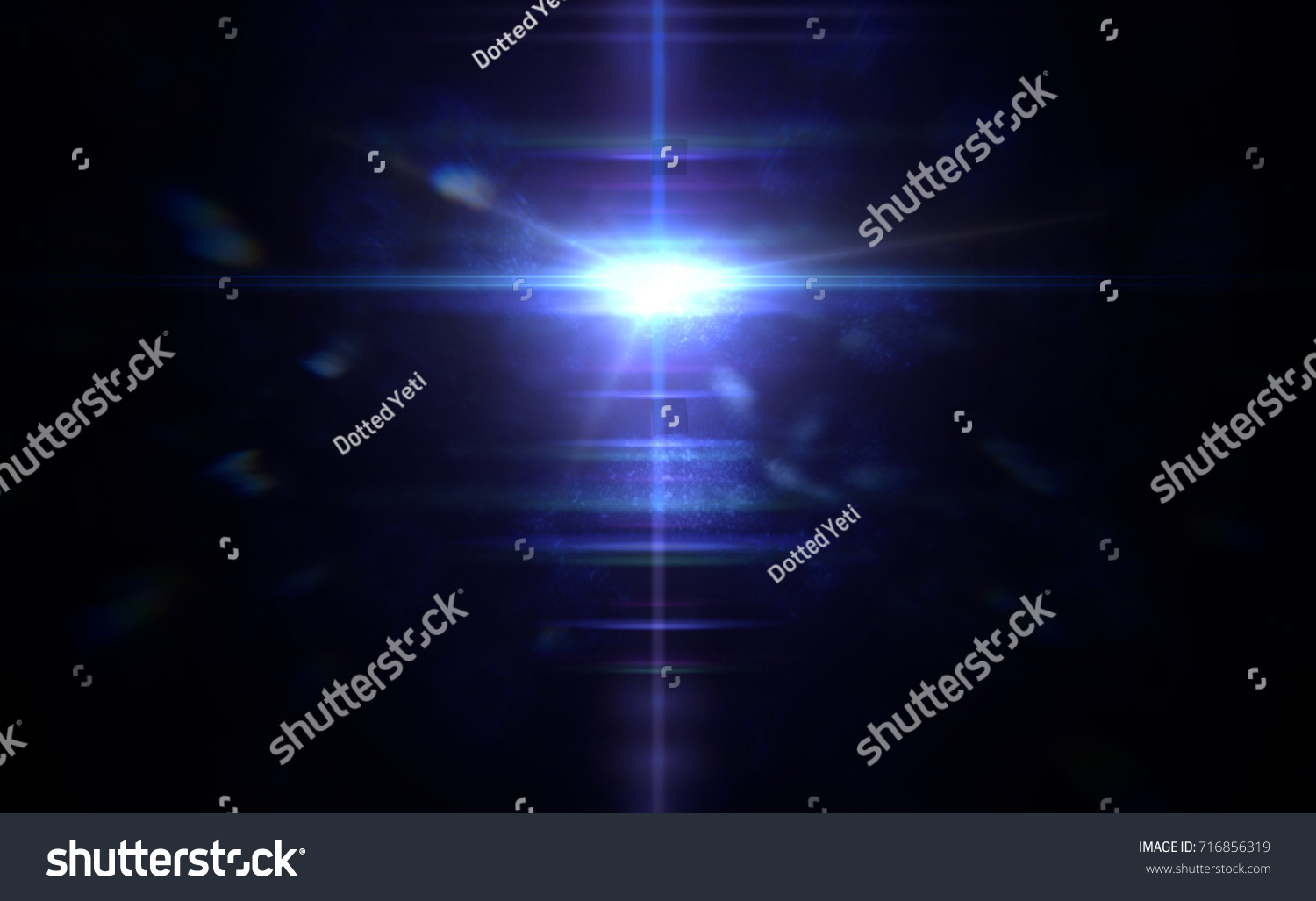 Intense Blue Lens Flare Effect Overlay Stock Illustration