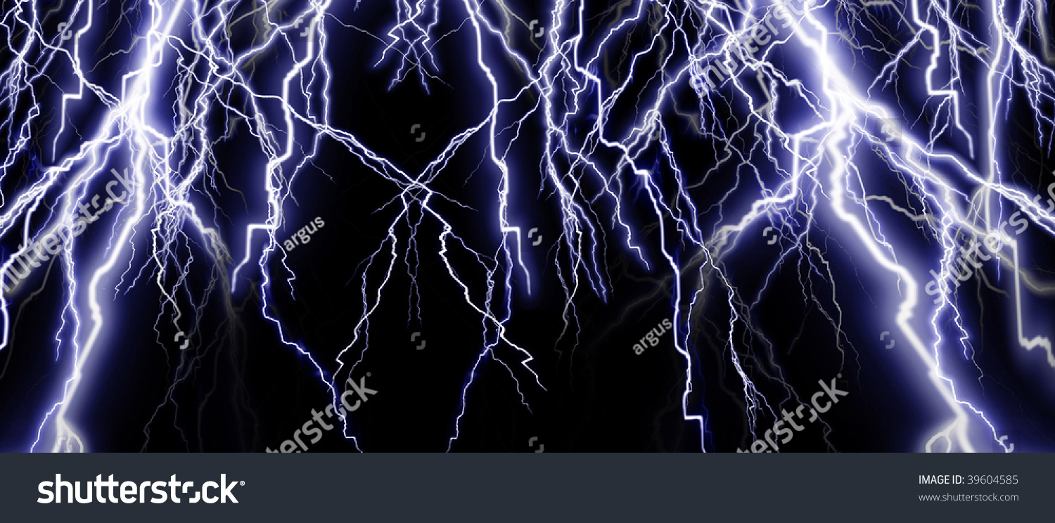 Intense Lightning Banner On A Dark Background Stock Photo 39604585 ...