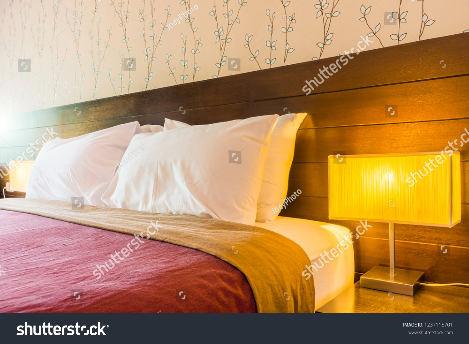 Interior Decoration Contemporary Bedroom King Size Stock Photo