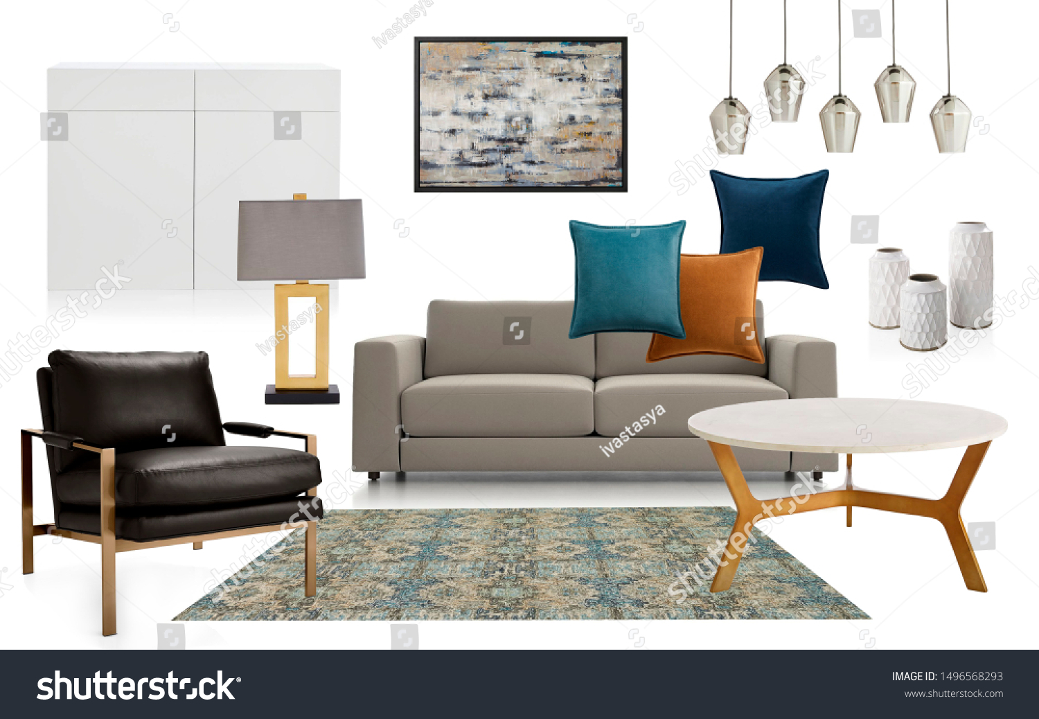 Stock Photo Interior Design Collage Mood Board Interior Of Living Room 1496568293 