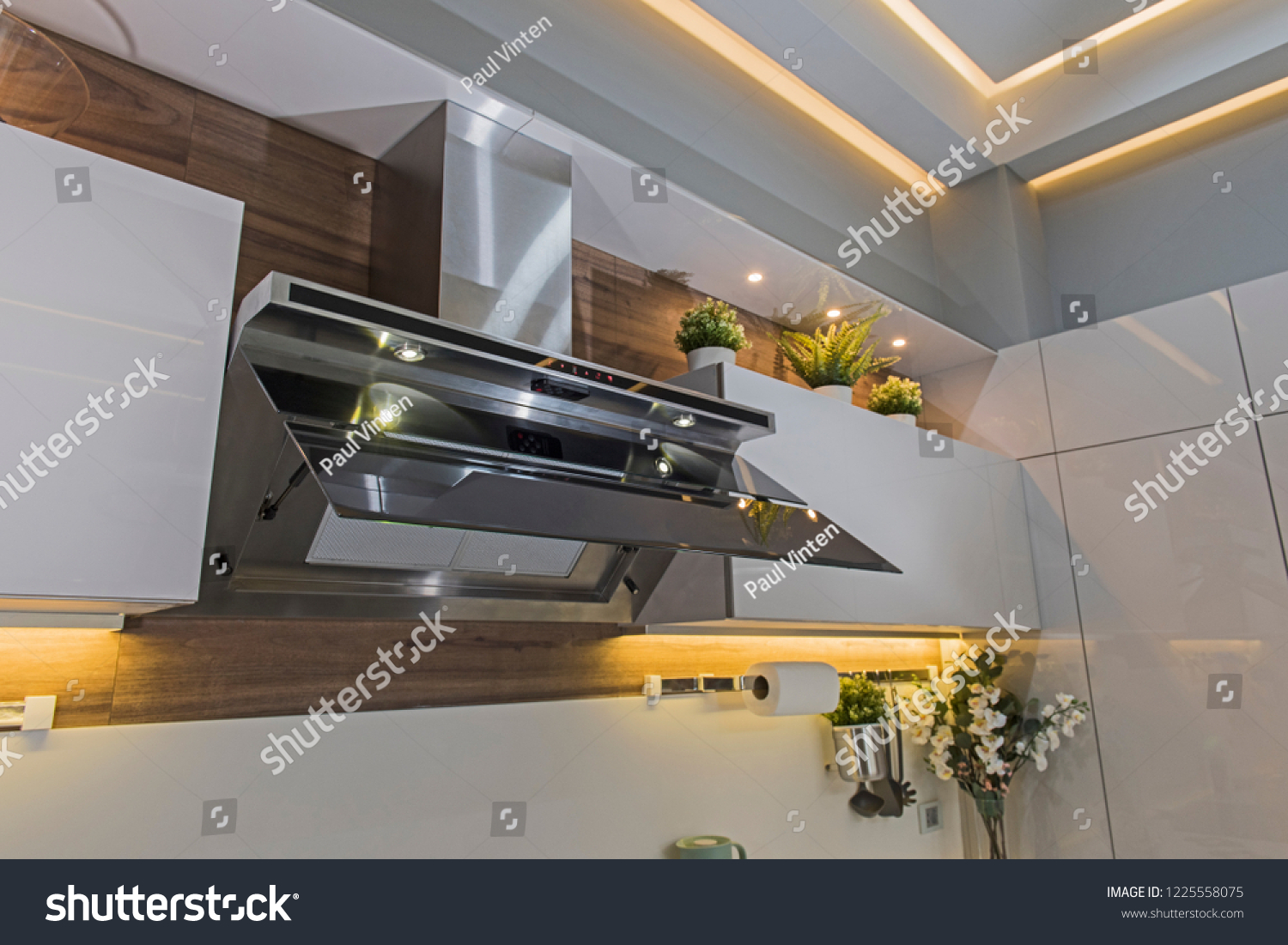 Interior Design Decor Modern Kitchen Showing Stock Photo