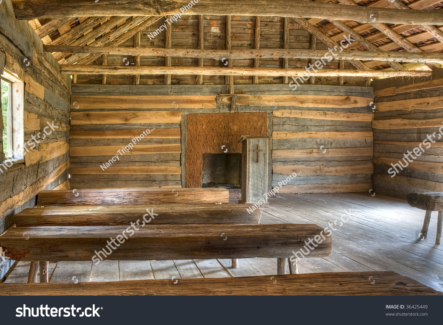 Interior Log Cabin Vintage Church Natural Stock Photo Edit Now