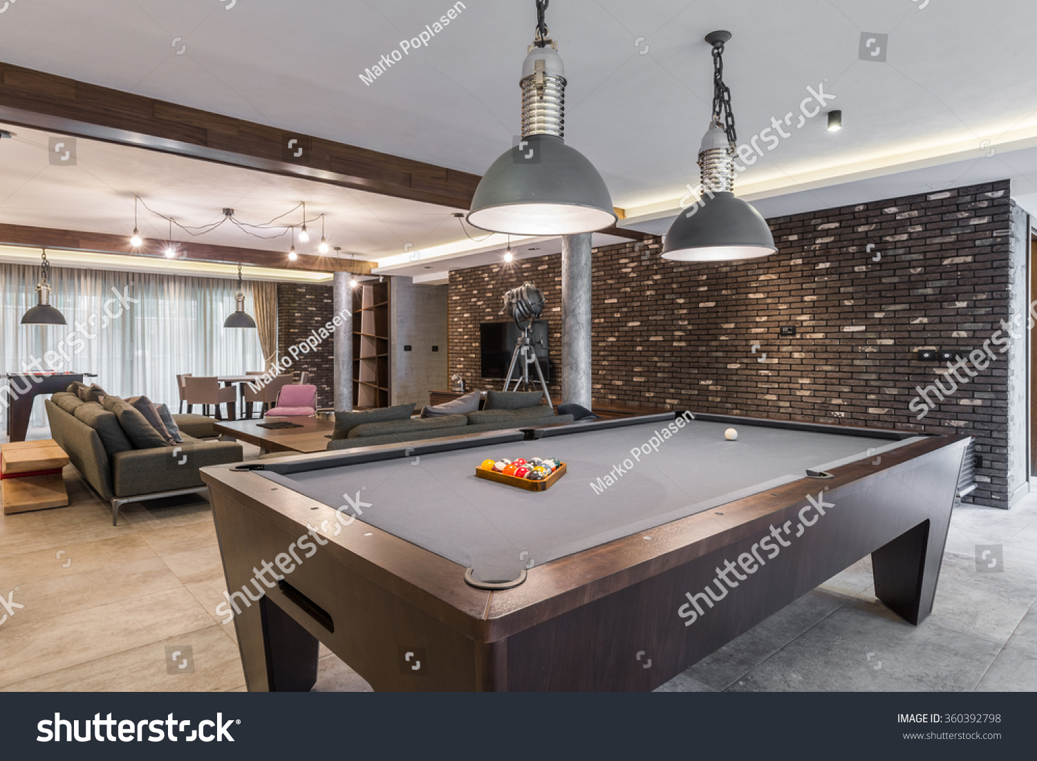 Interior Luxury Living Room Billiard Table Stock Photo Edit Now 360392798