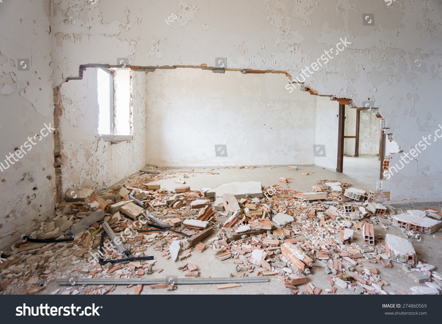 Interior Abandoned Ruined House Broken Wall Stock Photo Edit Now