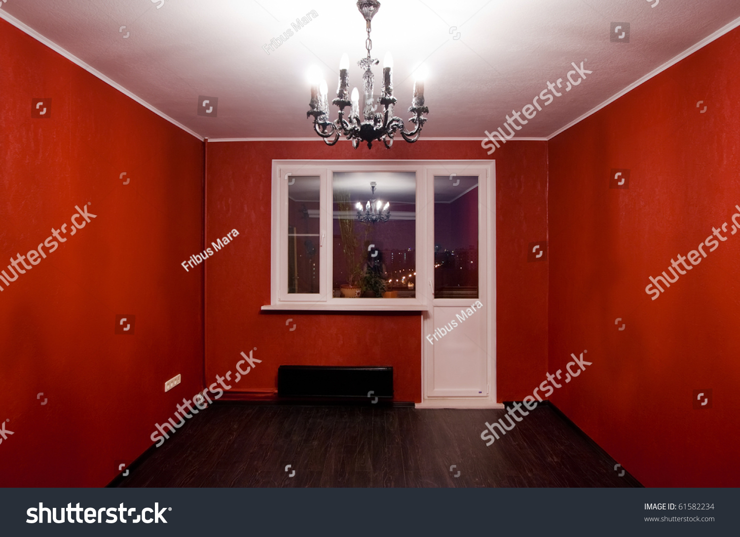 Interior Empty Room Black Floor Red Stock Photo Edit Now