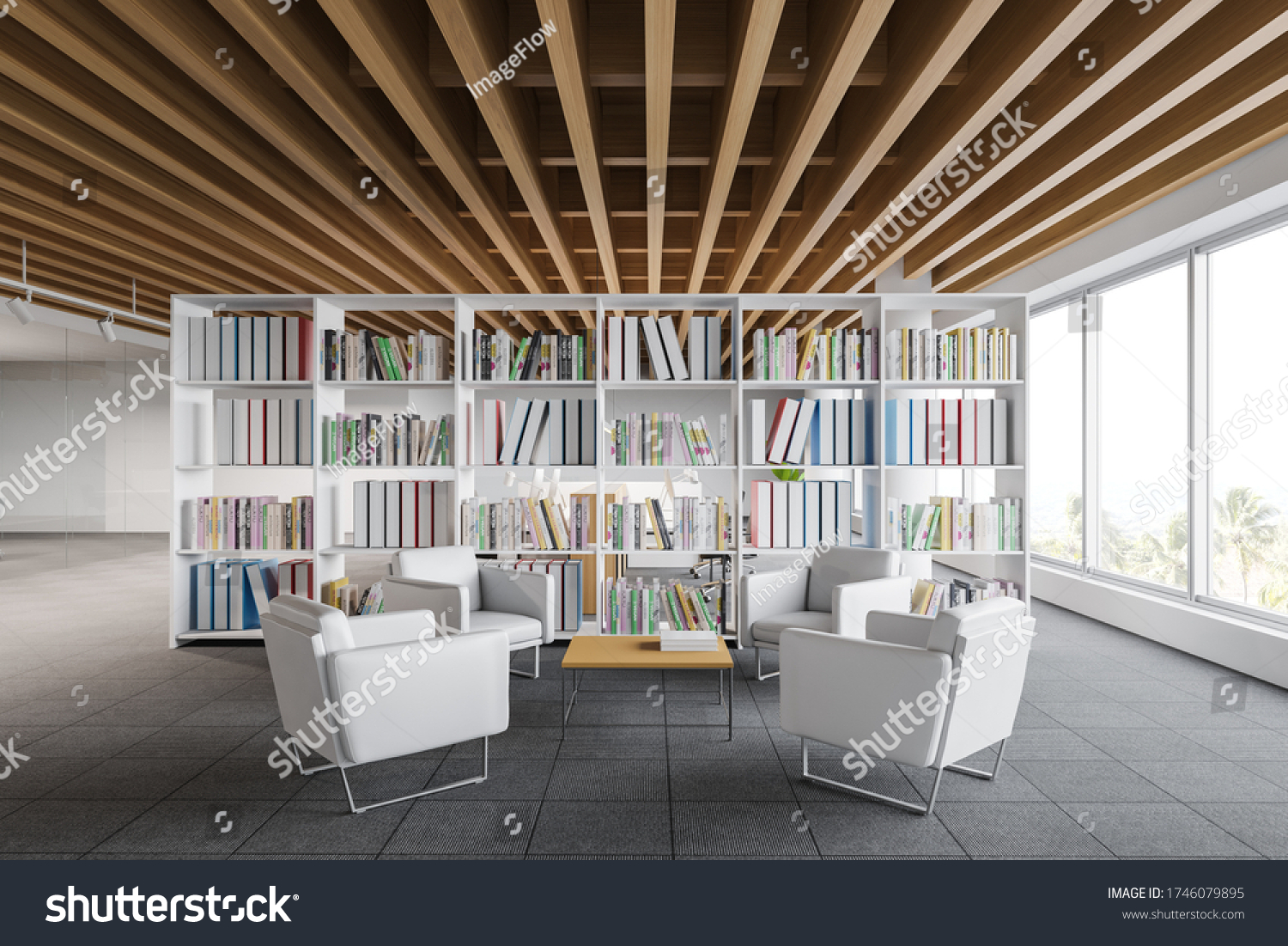 Interior Corporate Office Waiting Room White Stock Illustration ...