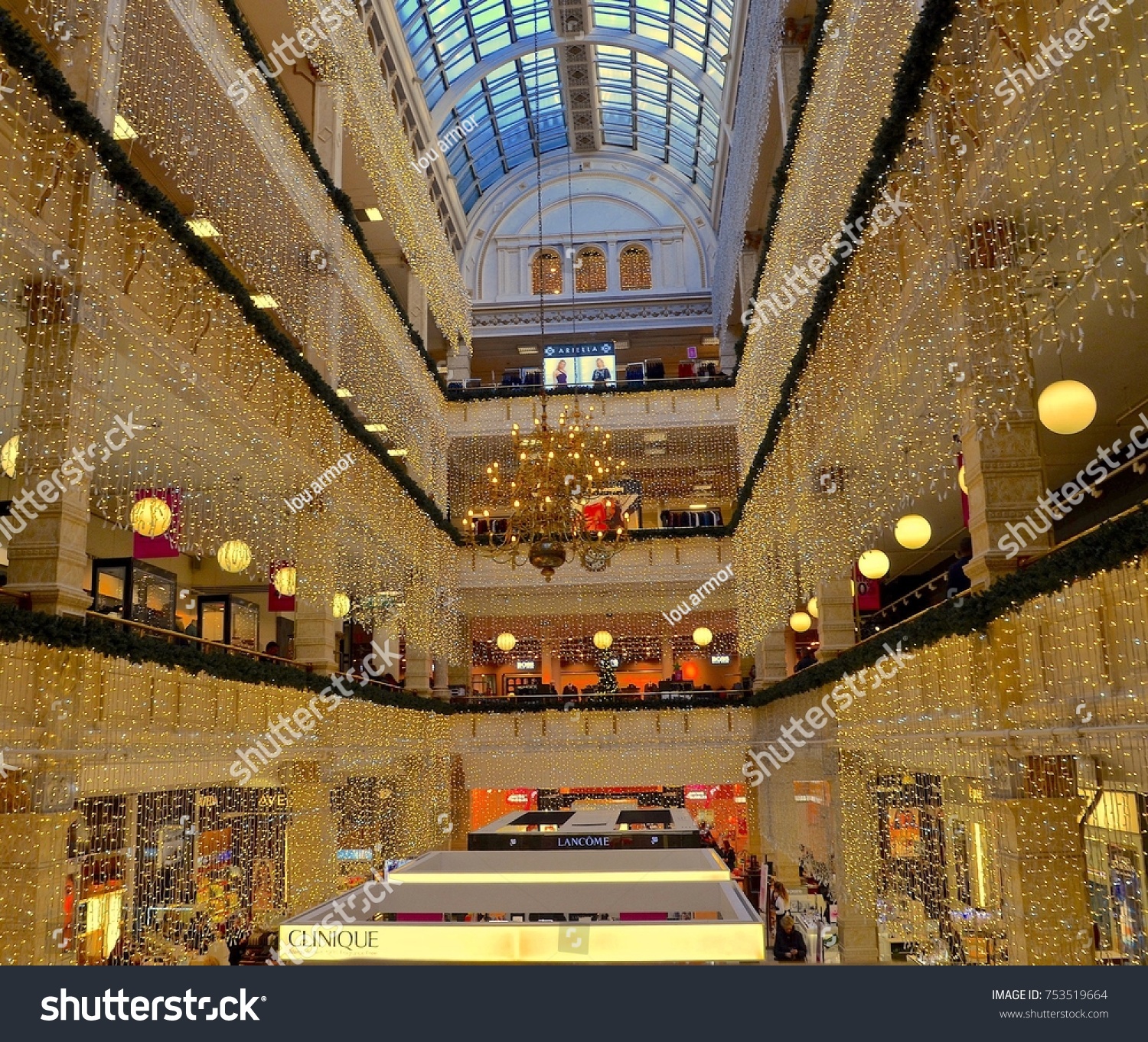 Stock Photo Interior Of House Of Fraser Department Store In Glasgow With Christmas Decorations Buchanan Street 753519664 