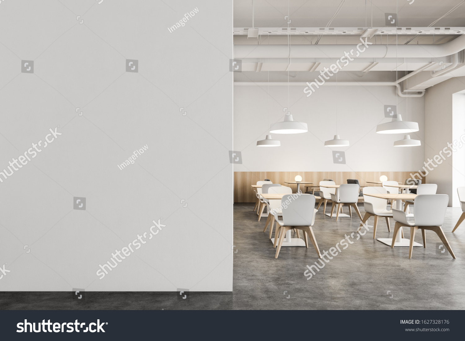 Interior Industrial Style Cafe White Walls Stock Illustration 1627328176