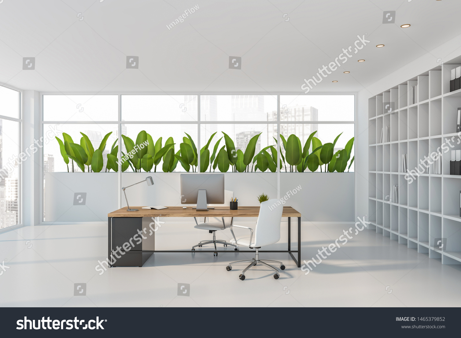 Interior Luxury Empty Ceo Office White Stock Illustration