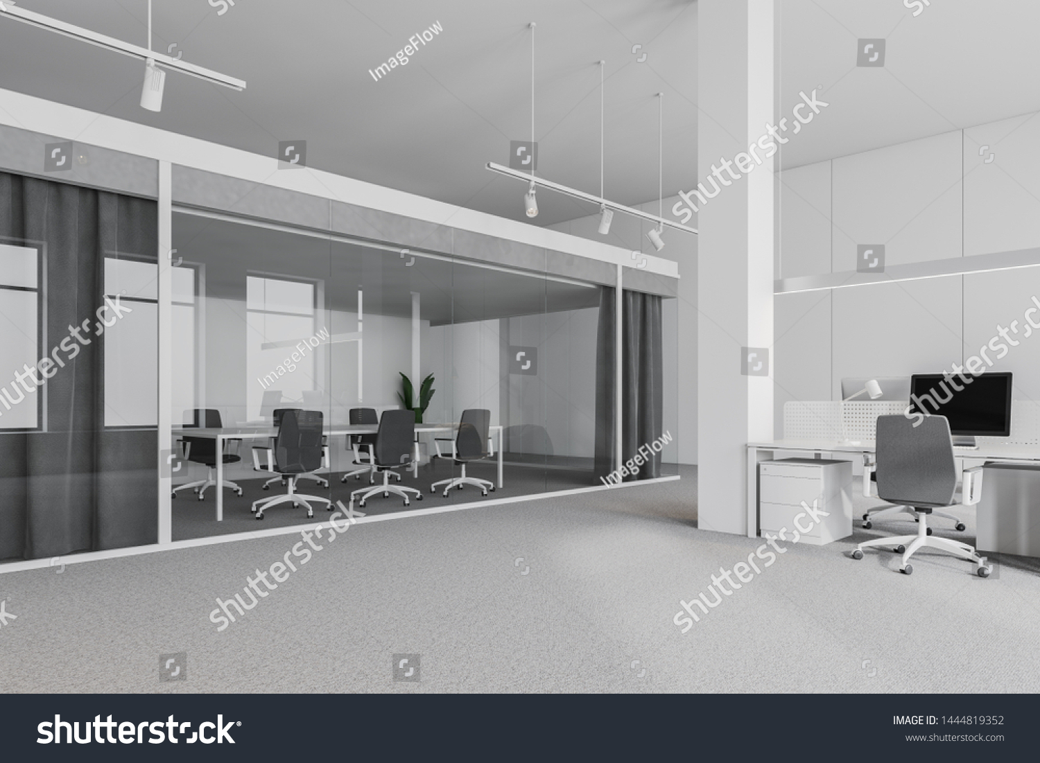 Interior Modern Meeting Room Standing Open Stock Illustration ...