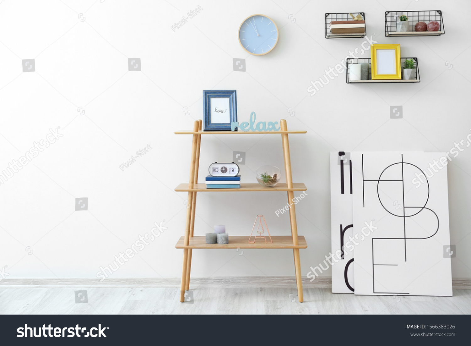 Interior Modern Room Many Shelves Stock Photo 1566383026 | Shutterstock