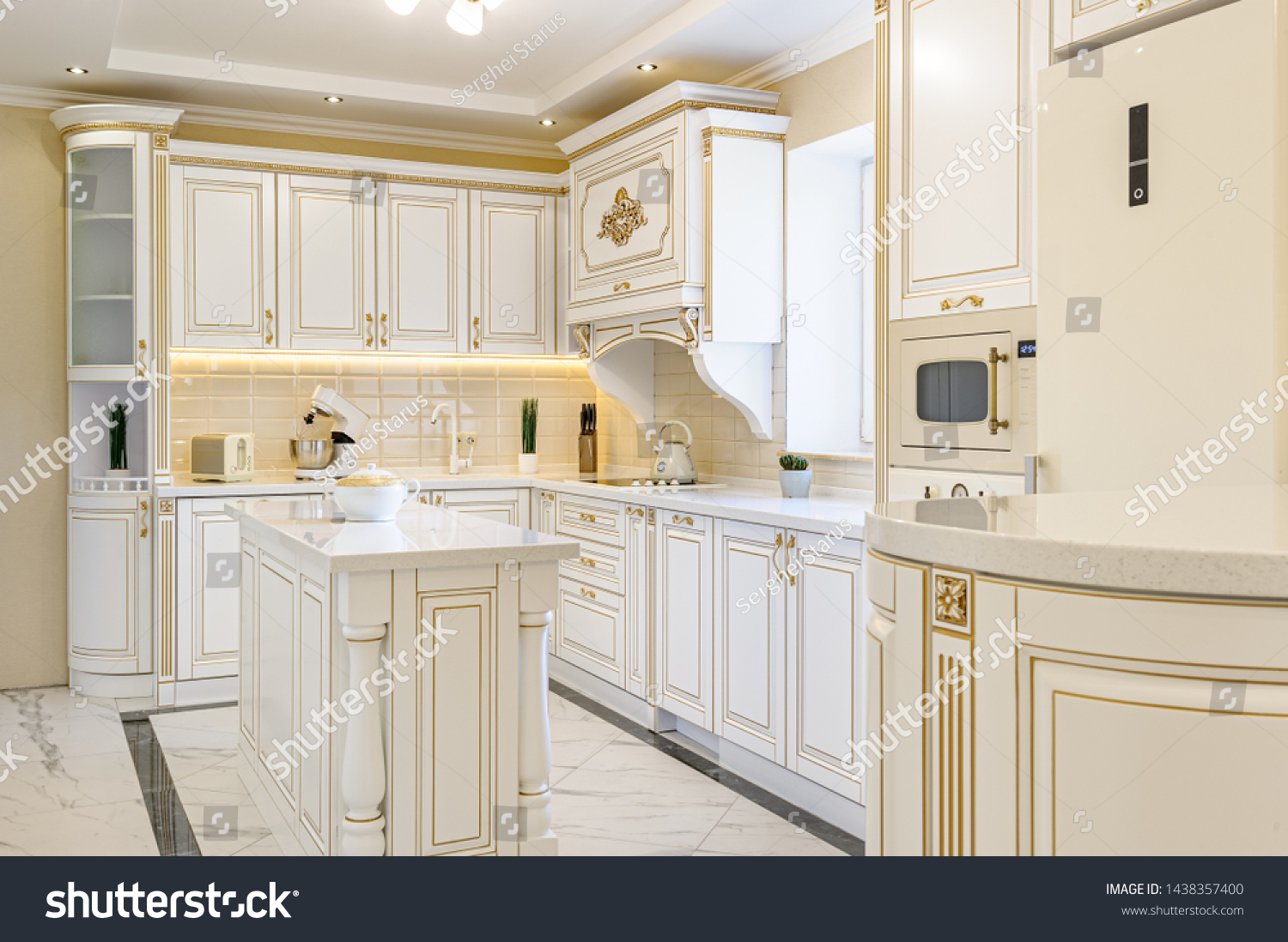 Interior Neoclassical Style White Gold Wooden Stock Photo (Edit Now ...