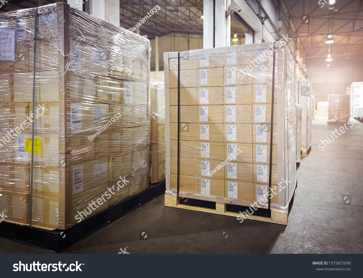 Interior Storage Warehouse Stacked Package Boxes Stock Photo 1975875098 ...