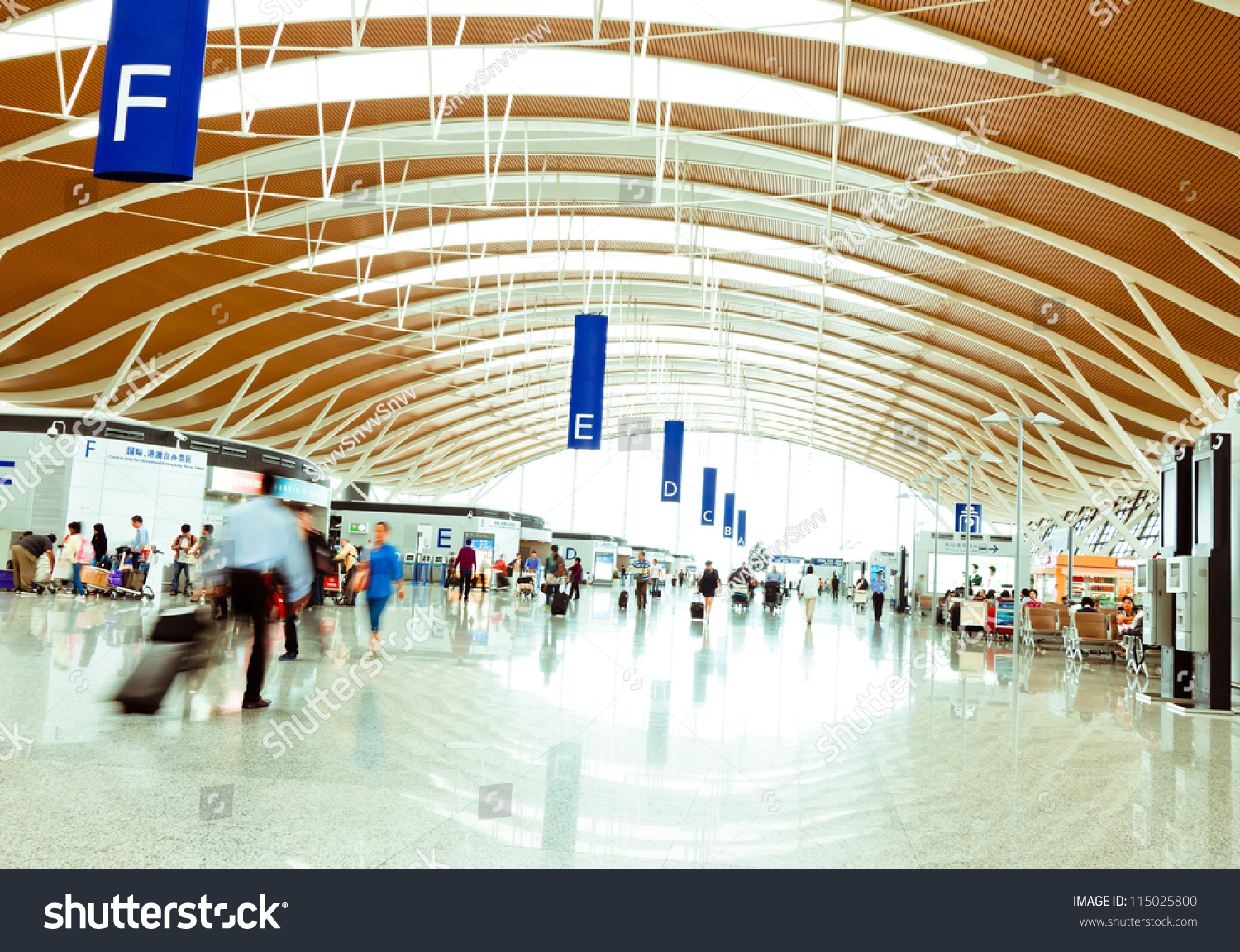 Interior Of The Modern Architectural In Shanghai Airport. Stock Photo ...