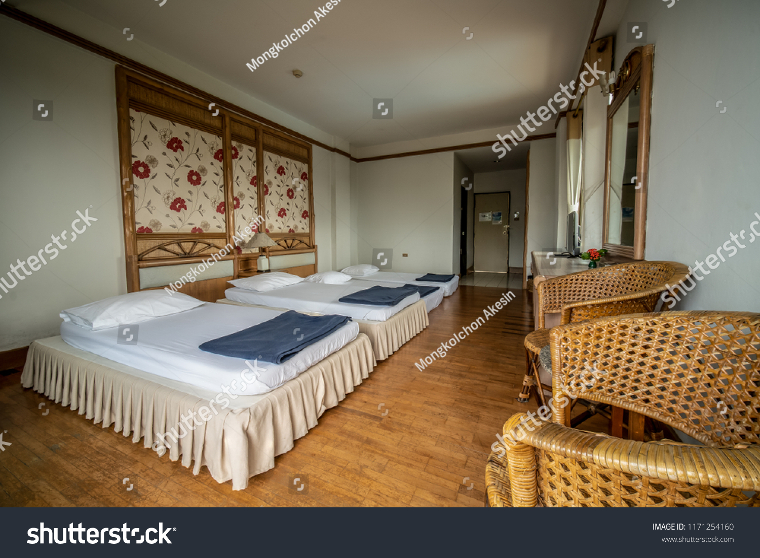 Interior Perspective Six Hotel Bedroom Two Stock Photo Edit