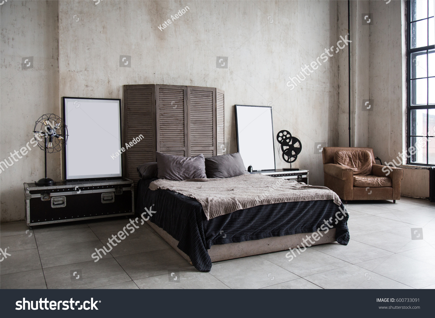 Interior Photo Modern Loft Bedroom High Stock Photo Edit