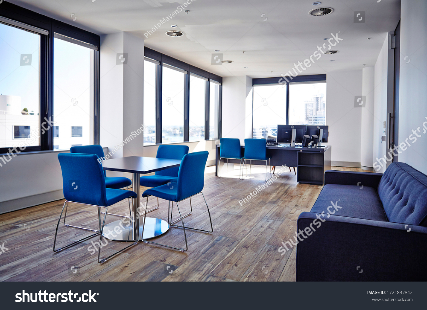 Interior Photography Modern Executive Corner Office Stock Photo