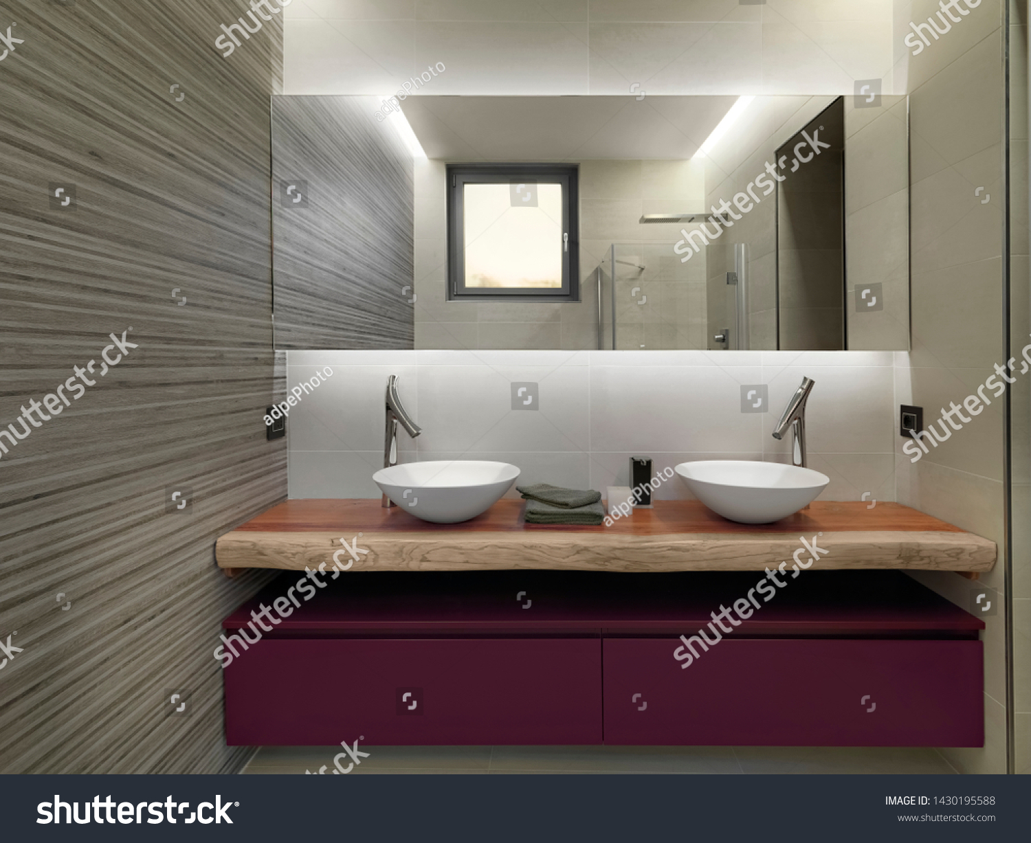 Interior Shot Modern Bathroom Foreground Sink Stock Photo Edit