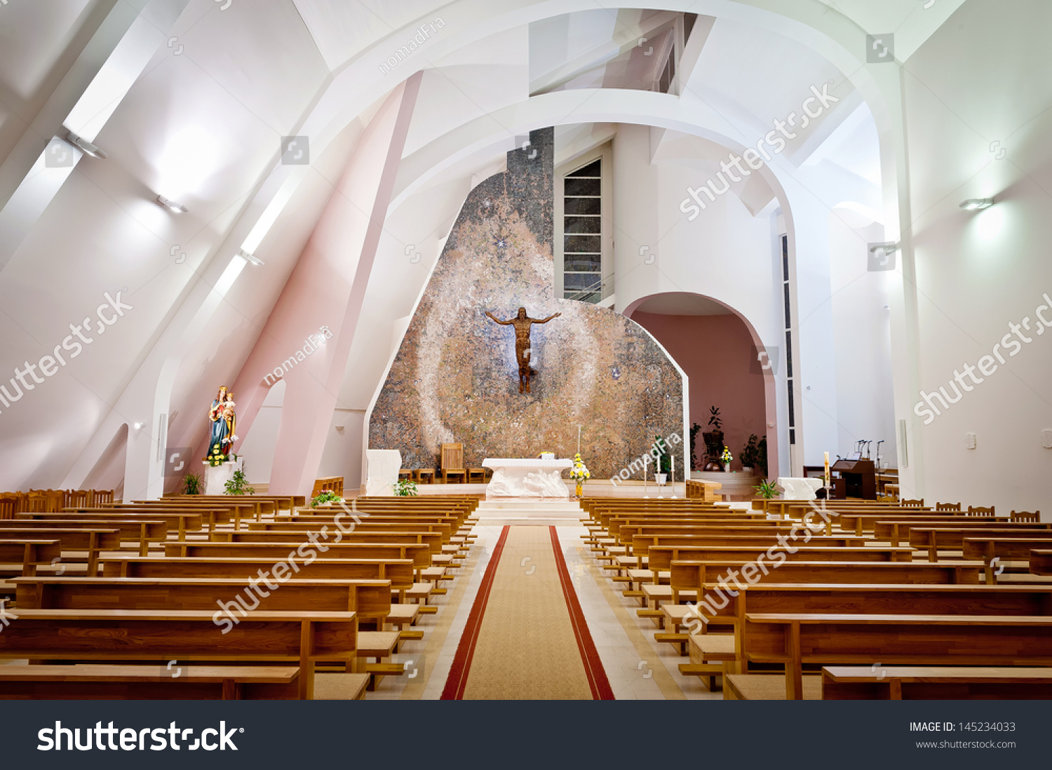 Interior Shot Large Modern Catholic Church Stock Photo Edit