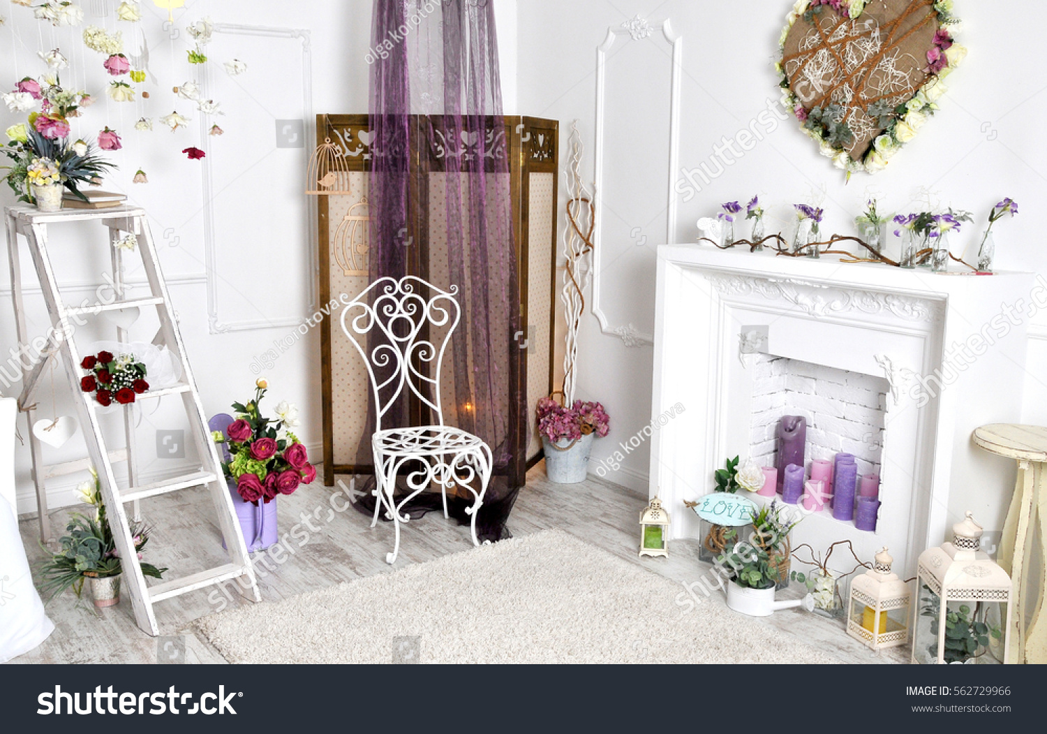Interior Beautiful Decorations Comfortable Living Room Stock Photo