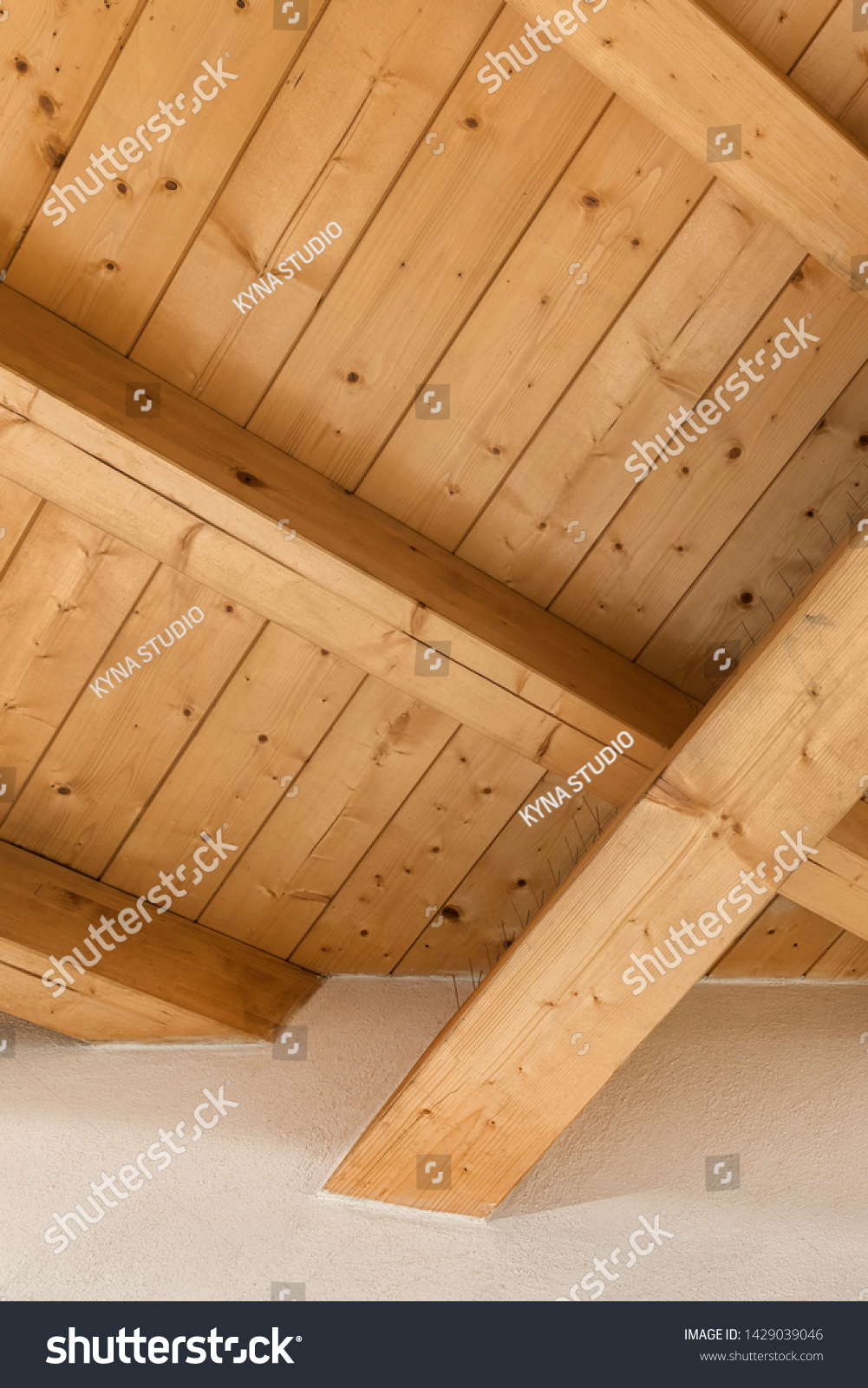 Interior Wooden Roof Exposed Beams Stock Photo Edit Now