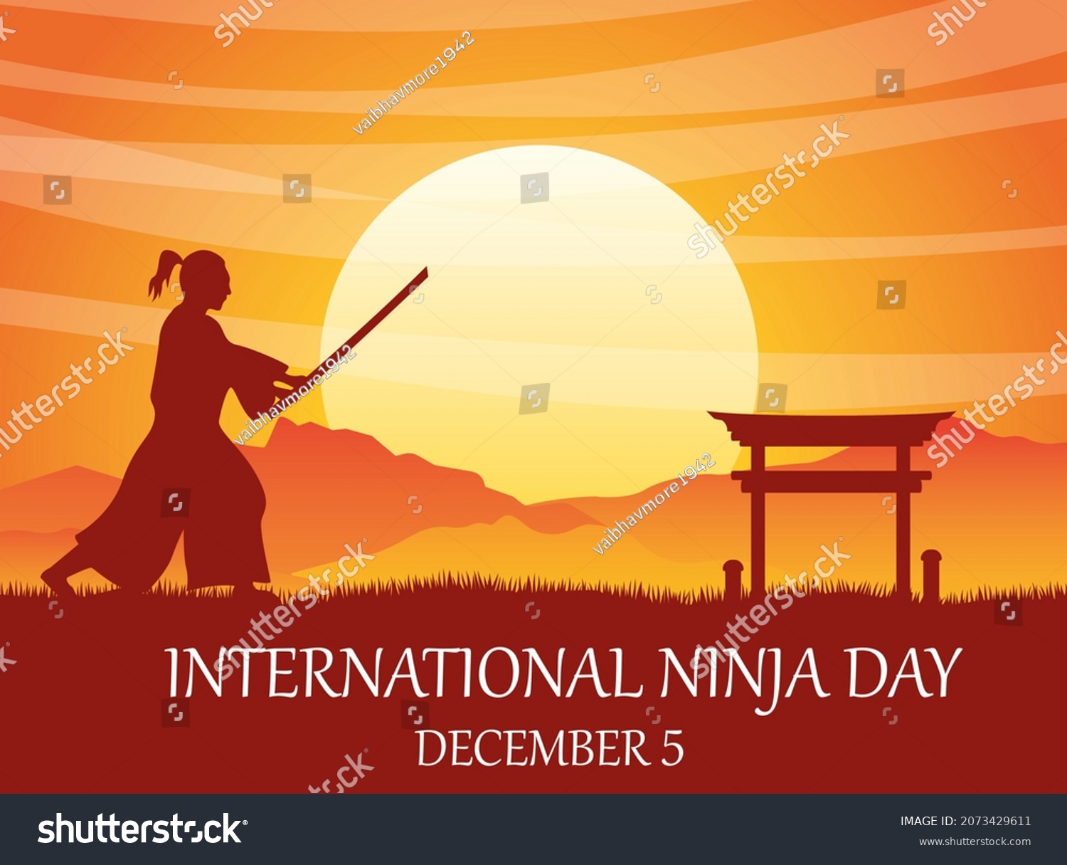 International Ninja Day Poster Design Stock Illustration 2073429611