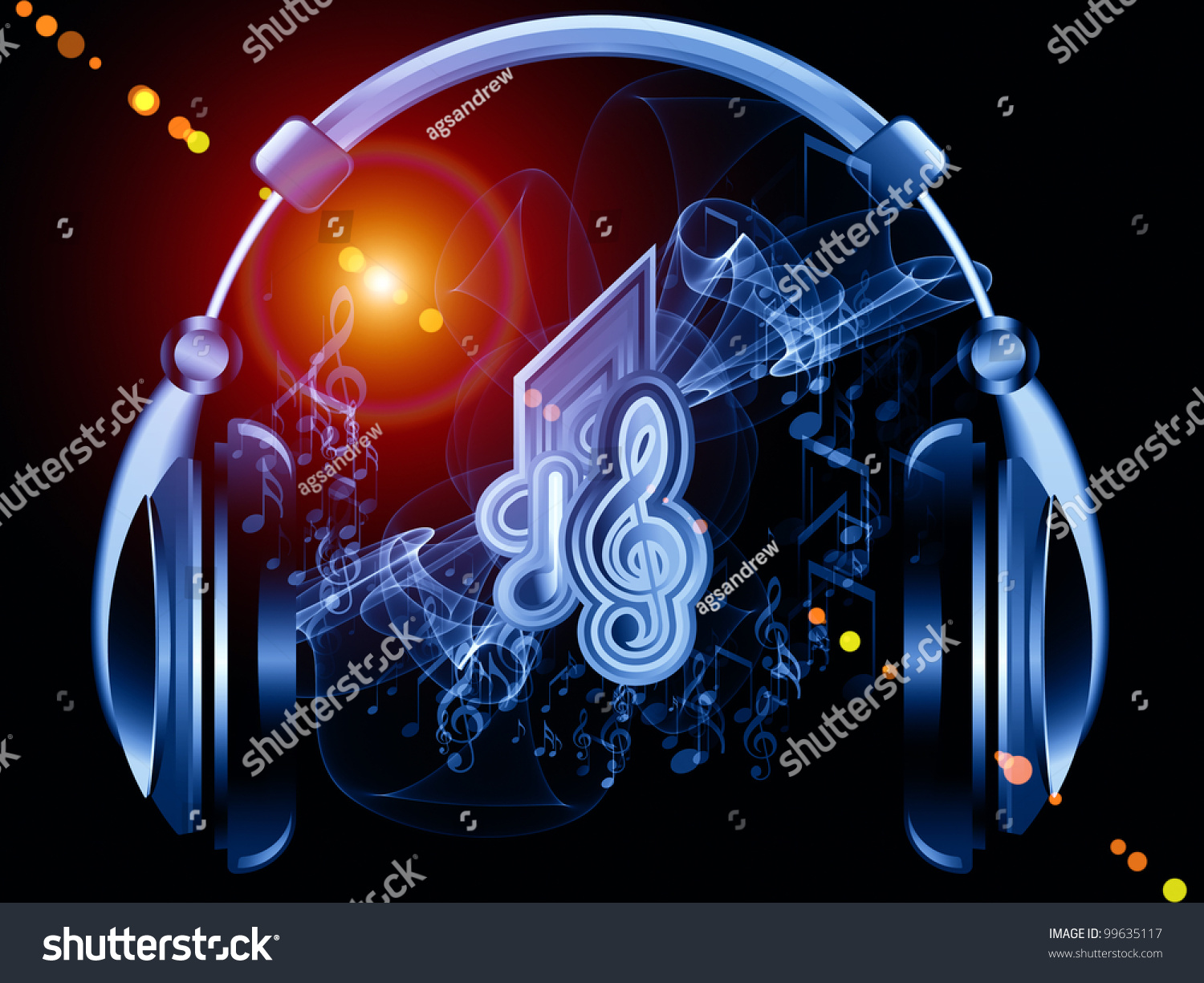 Interplay Of Headphones, Musical Notes, Abstract Design Elements ...