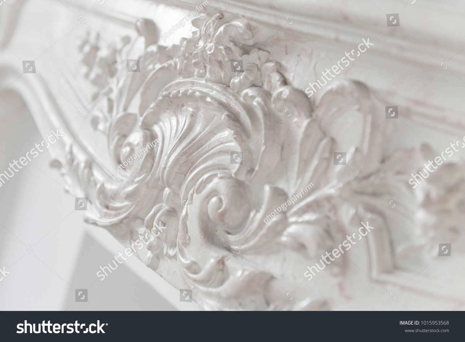 Intricate Vintage Carving On Fireplace Mantel Stock Photo Edit