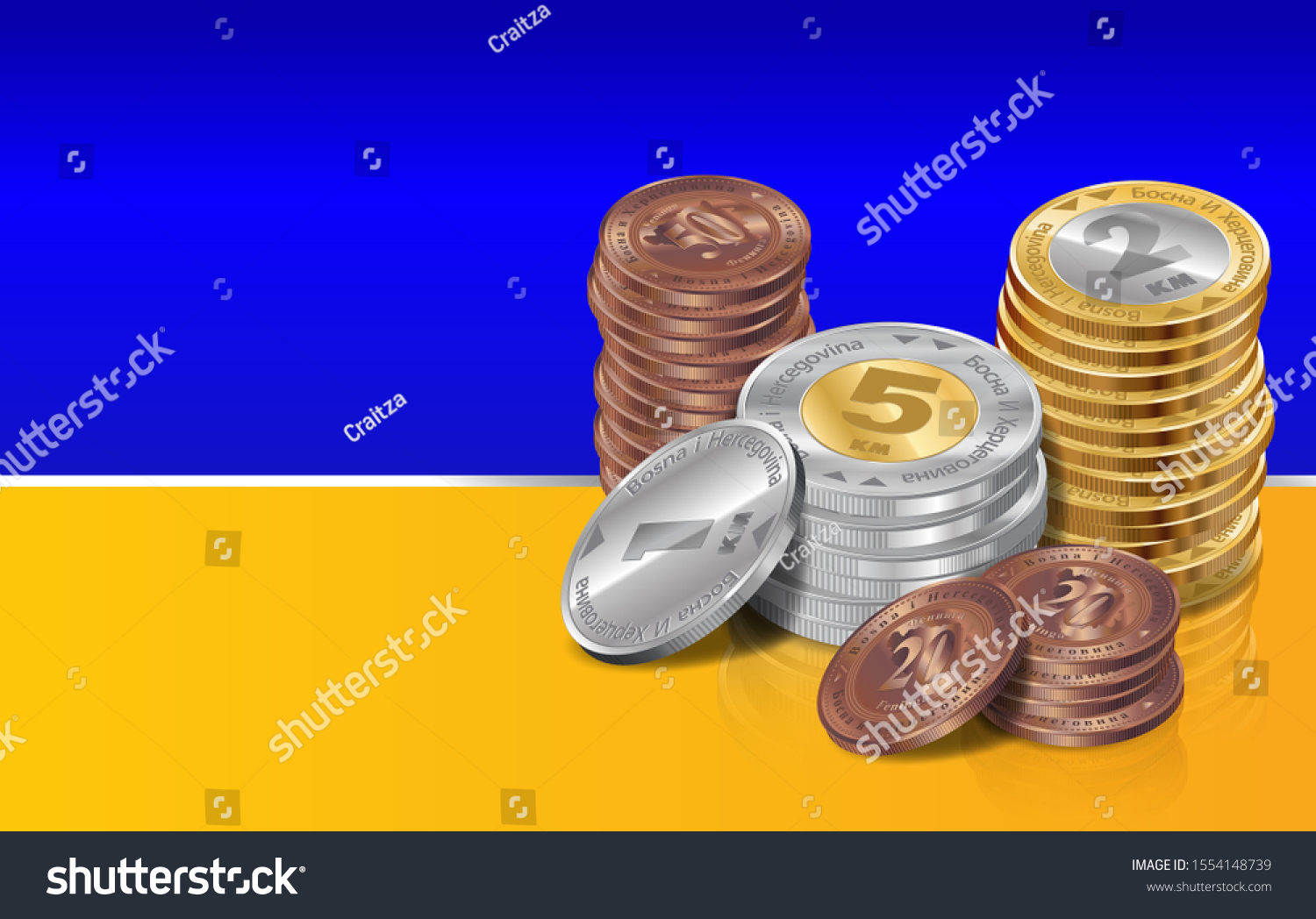 Invest Bosnia Herzegovina Digitally Illustrated Konvertible Stock   Stock Photo Invest In Bosnia Herzegovina Digitally Illustrated Konvertible Marka Coin Stacks 1554148739 