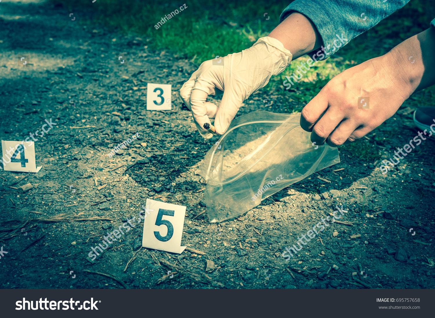 Investigator Collects Evidence Cigarette Butt Crime Stock Photo ...