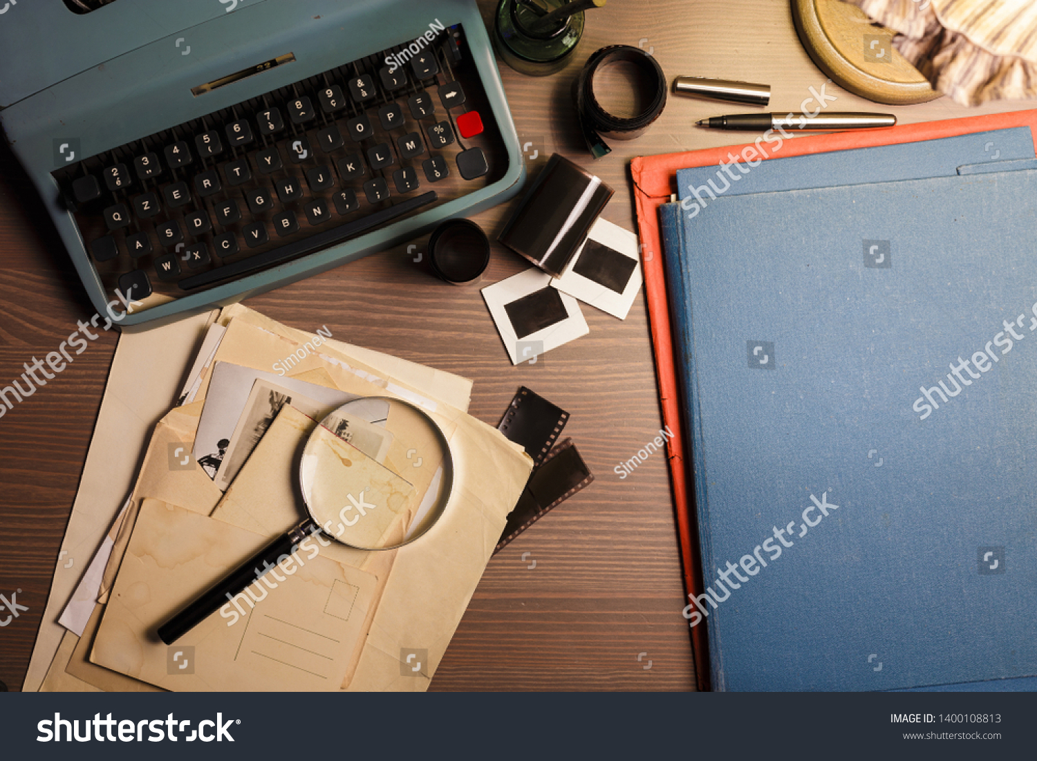 Investigator Desk Confidential Documents Vintage Typewriter Stock Photo Edit Now