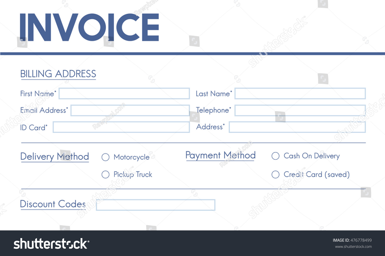 Invoice Billing Information Form Graphic Concept Stock Illustration