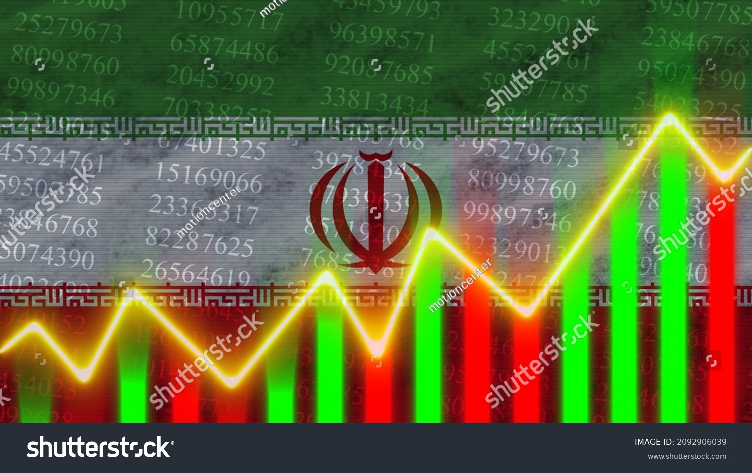 Iran Flag Finance Graph Financial Chart Stock Illustration 2092906039
